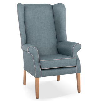 NHC Deluxe High Back Wing Chair - Duck Egg (Silver Piping)