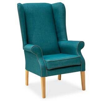NHC Deluxe High Back Wing Chair - Teal (Duck Egg Piping)
